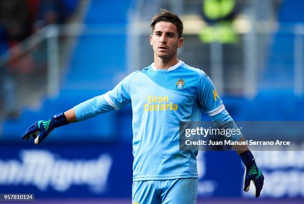 Leandro Chichizola of UD Las Palmas reacts during the La Liga match between SD Eibar and UD Las Palmas at Ipurua Municipal Stadium on May 12, 2018 in...