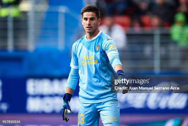 Leandro Chichizola of UD Las Palmas reacts during the La Liga match between SD Eibar and UD Las Palmas at Ipurua Municipal Stadium on May 12, 2018 in...