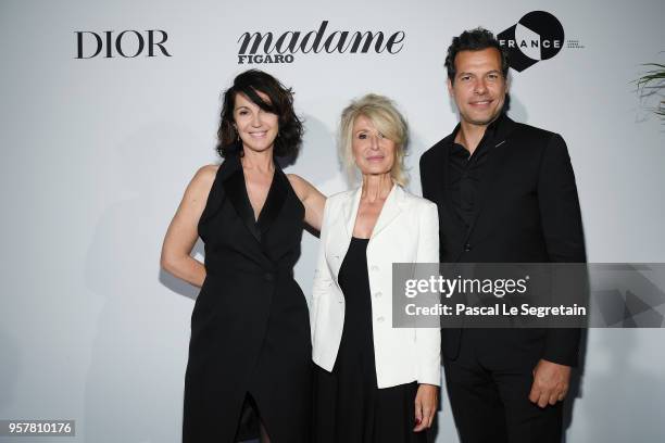 Laurent Lafitte, Anne Florence Schmitt and Zabou Breitman attends a Dior dinner during the 71st annual Cannes Film Festival at JW Marriott on May 12,...