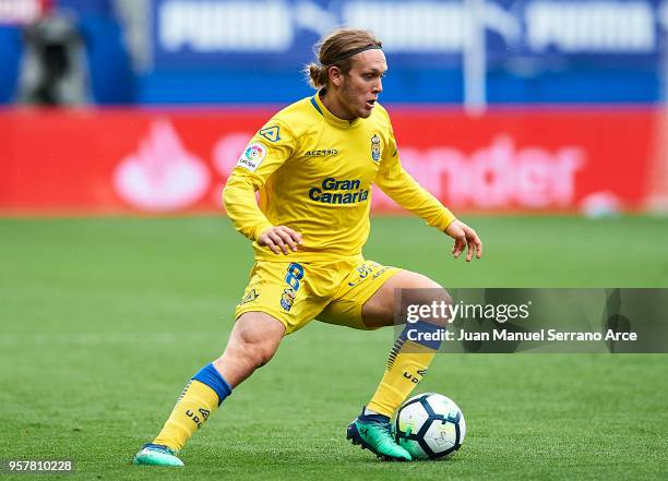 Alen Halilovic of UD Las Palmas controls the ball during the La Liga match between SD Eibar and UD Las Palmas at Ipurua Municipal Stadium on May 12,...