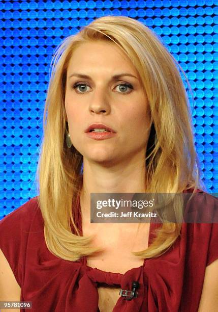 Actress Claire Danes speaks during the HBO portion of the 2010 Television Critics Association Press Tour at the Langham Hotel on January 14, 2010 in...