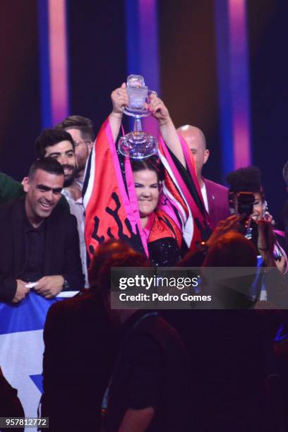 Netta Barzilai representing Israel, wins the Grand Final of the 2018 Eurovision Song Contest at Altice Arena on May 12, 2018 in Lisbon, Portugal.