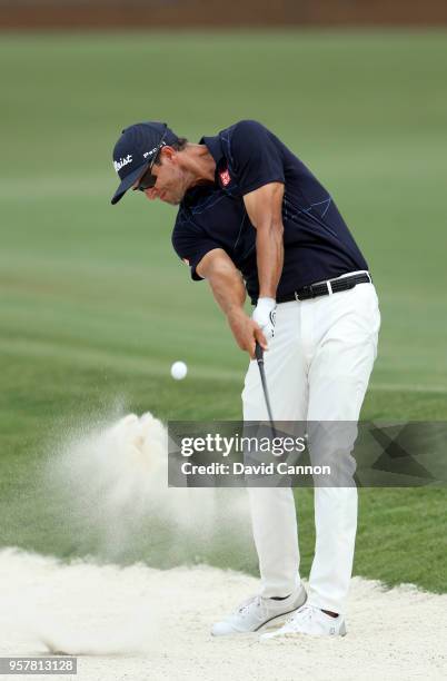 Adam Scott of Australia plays his second shot on the par 4, 15th hole during the third round of the THE PLAYERS Championship on the Stadium Course at...