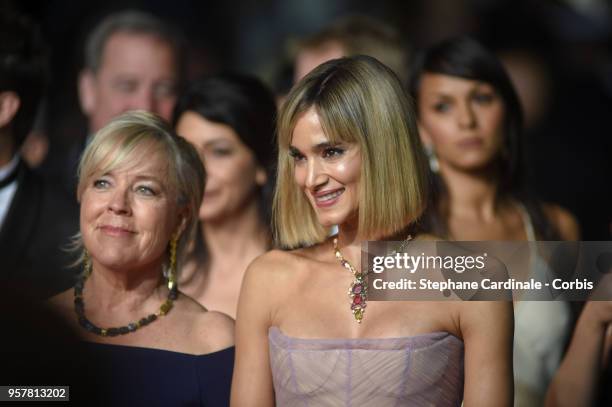 Sarah Green and Sofia Boutella attend the screening of "Farenheit 451" during the 71st annual Cannes Film Festival at Palais des Festivals on May 12,...