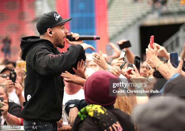 Mike Shinoda performs at KROQ Weenie Roast 2018 at StubHub Center on May 12, 2018 in Carson, California.