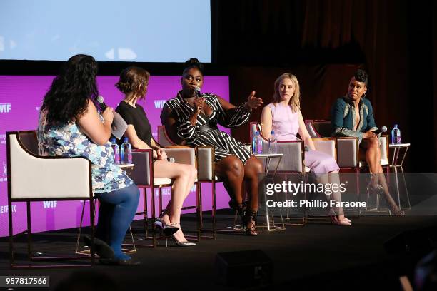 Jenelle Riley, Alison Brie, Danielle Brooks, Sarah Gadon and Regina King speak onstage at the Netflix - Rebels and Rule Breakers For Your...