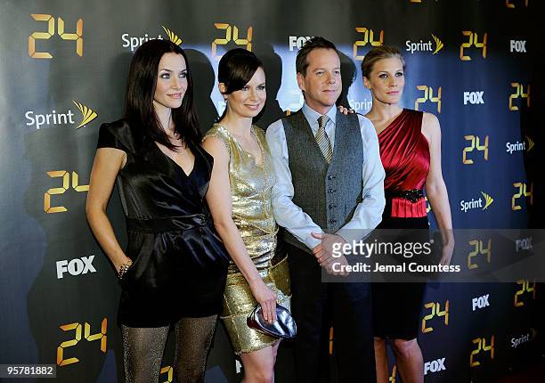 Actors Annie Wersching, Mary Lynn Rajskub, Kiefer Sutherland and Katee Sackhoff attend the season premiere for the eighth season of the television...