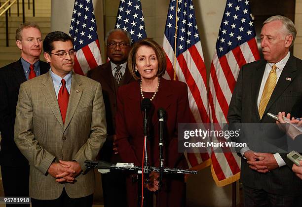 Rep. Chris Van Hollen , Rep. Xaiver Becerra , Majority Whip Rep. James Clyburn , Speaker of the House Nancy Pelosi and House Majority Leader Rep....