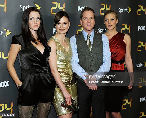 Actors Annie Wersching, Mary Lynn Rajskub, Kiefer Sutherland and Katee Sackhoff attend the season premiere for the eighth season of the television...