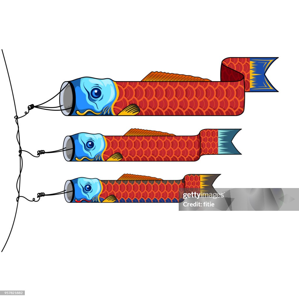 Illustration of carp streamer, annual event, Koinobori