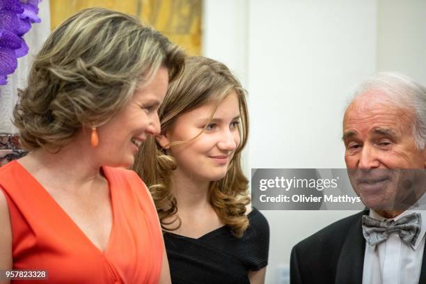 Queen Mathilde of Belgium and Princess Elisabeth attend the finals of the Queen Elisabeth Contest in the Bozar on May 12, 2018 in Brussels, Belgium.