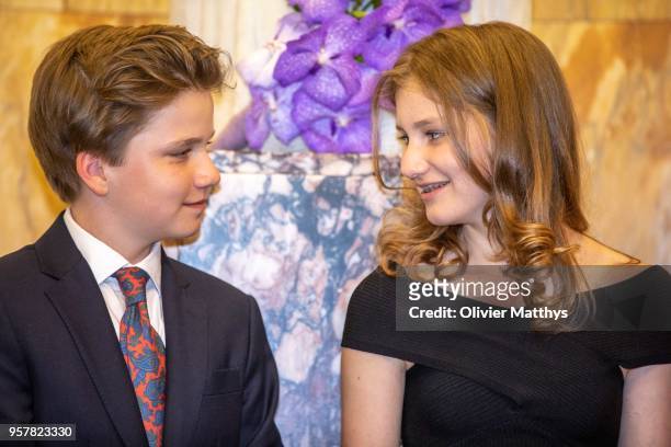 Princess Elisabeth of Belgium and Prince Gabriel attend the finals of the Queen Elisabeth Contest in the Bozar on May 12, 2018 in Brussels, Belgium.
