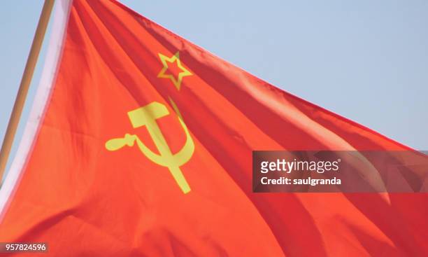 flag of the soviet union - falce e martello foto e immagini stock