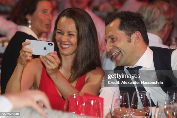 Hasan Salihamidzic attends with Esther Copado the FC Bayern Muenchen Celebration 2018 Party at Nockherberg on May 12, 2018 in Munich, Germany.