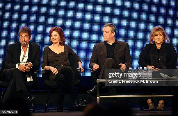 Actor Al Pacino, actress Susan Sarandon, actor Danny Huston, and actress Brenda Vaccaro of "You Don't Know Jack" speak during the HBO portion of the...