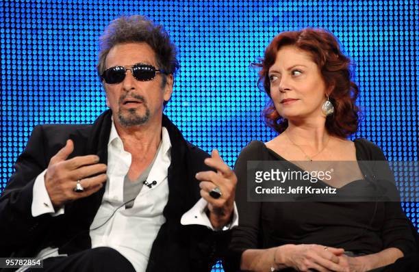 Actor Al Pacino and actress Susan Sarandon of "You Don't Know Jack" speak during the HBO portion of the 2010 Television Critics Association Press...