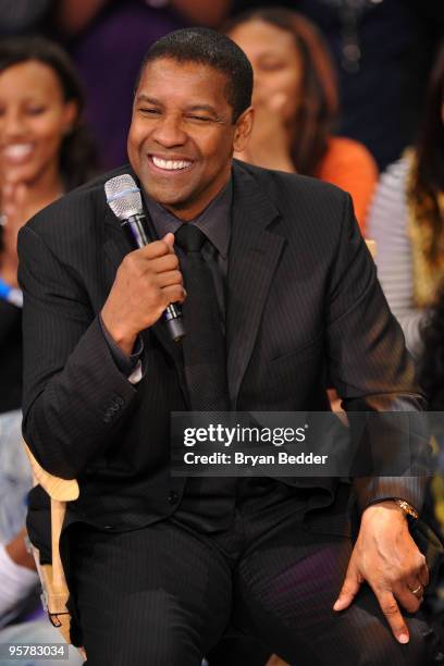 Actor Denzel Washington visits BET's "106 & Park" at BET Studios on January 14, 2010 in New York City.
