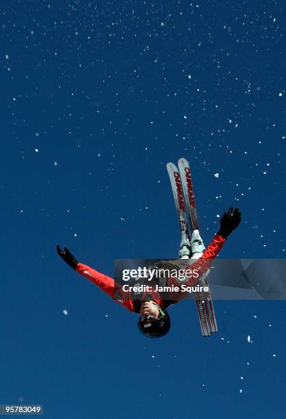 Tanja Schaerer of Switzerland practices ahead of the Ladies Aerial competition during the 2010 Freestyle FIS World Cup on January 14, 2010 at Deer...