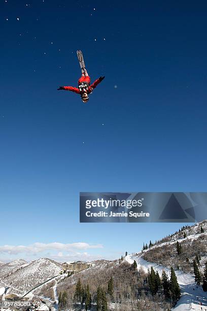 Xinxin Guo of China practices ahead of the Ladies Aerial competition during the 2010 Freestyle FIS World Cup on January 14, 2010 at Deer Valley...