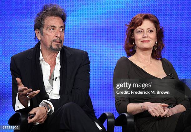 Actor Al Pacino and actress Susan Sarandon of "You Don't Know Jack" speak during the HBO portion of the 2010 Television Critics Association Press...