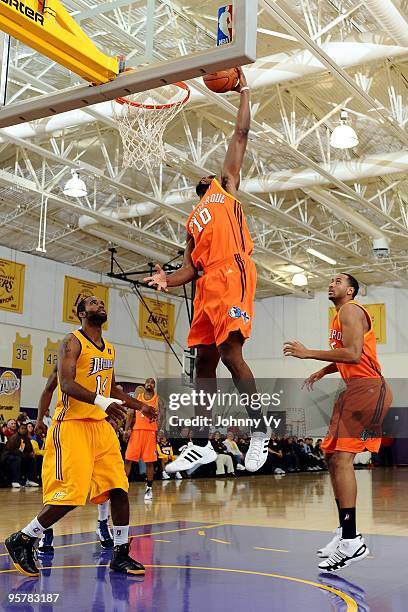 Anthony Danridge of the Albuquerque Thunderbirds dunks during the game against the Los Angeles D-Fenders at Toyota Sports Center on December 27, 2009...