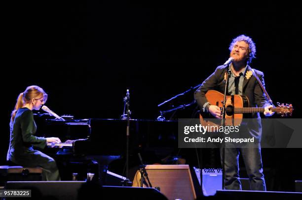 Marketa Irglova and Glen Hansard of The Swell Season perform at Shepherds Bush Empire on January 14, 2010 in London, England.