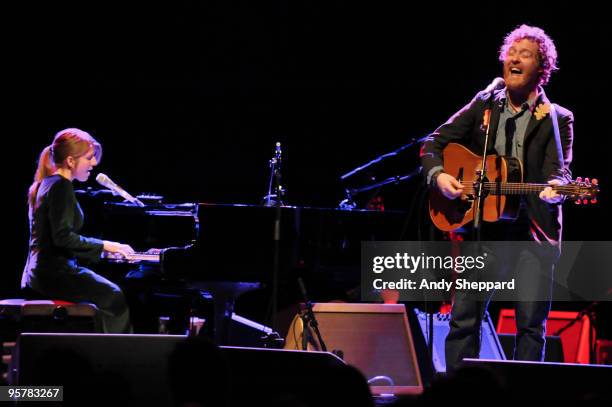 Marketa Irglova and Glen Hansard of The Swell Season perform at Shepherds Bush Empire on January 14, 2010 in London, England.