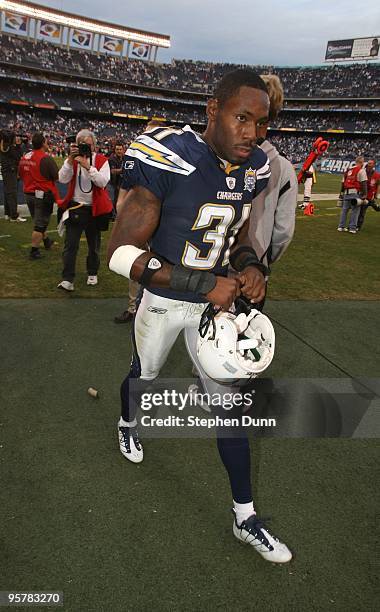 Cornerback Antonio Cromartie of the San Diego Chargers leaves the field after the game with the Cincinnati Bengals on December 20, 2009 at Qualcomm...