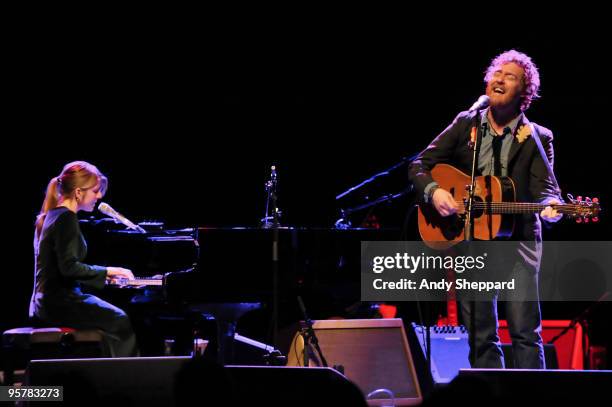 Marketa Irglova and Glen Hansard of The Swell Season perform at Shepherds Bush Empire on January 14, 2010 in London, England.