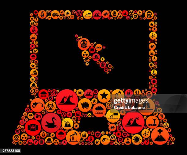 laptop climate change vector icon pattern - coal computer stock illustrations