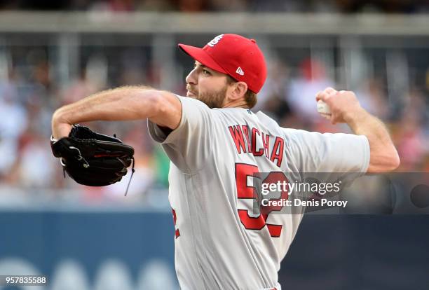 Michael Wacha of the St. Louis Cardinals pitches during the first inning of a baseball game against the San Diego Padres at PETCO Park on May 12,...