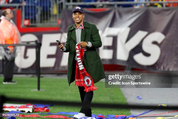 Former Revolution and US Mens National Team member Charlie Davies during a match between the New England Revolution and Toronto FC on May 12 at...