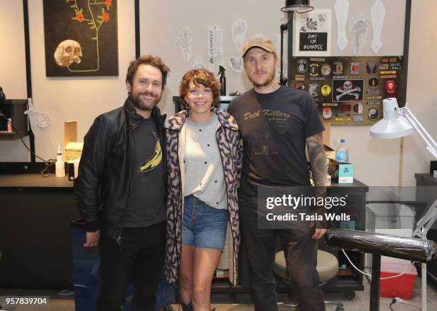 Charlie Day, Mary Elizabeth Ellis and Scott Campbell attend Shinola, Scott Campbell and Nathan Kostechko Mother's Day Celebration on May 12, 2018 in...