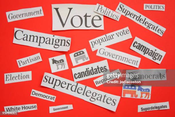 newspaper clippings of us election politics - newspaper clippings stock pictures, royalty-free photos & images