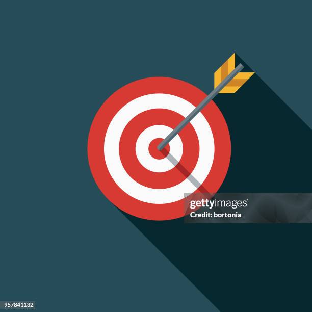 archery flat design sports icon with side shadow - arrows target stock illustrations