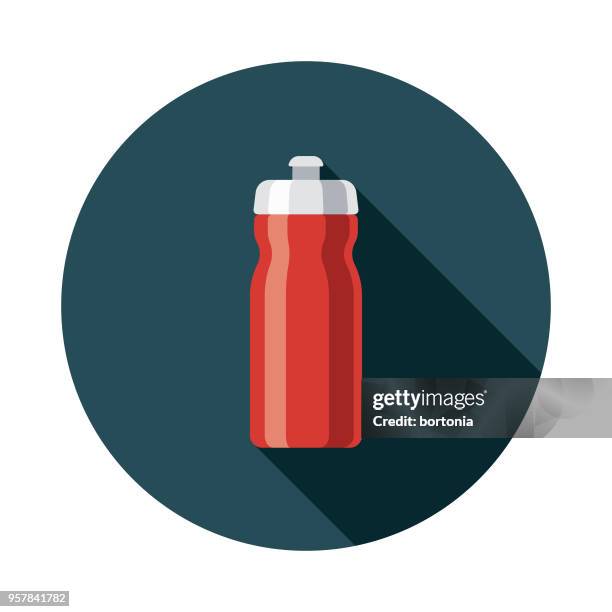 water bottle flat design sports icon with side shadow - fruit infused water bottle stock illustrations
