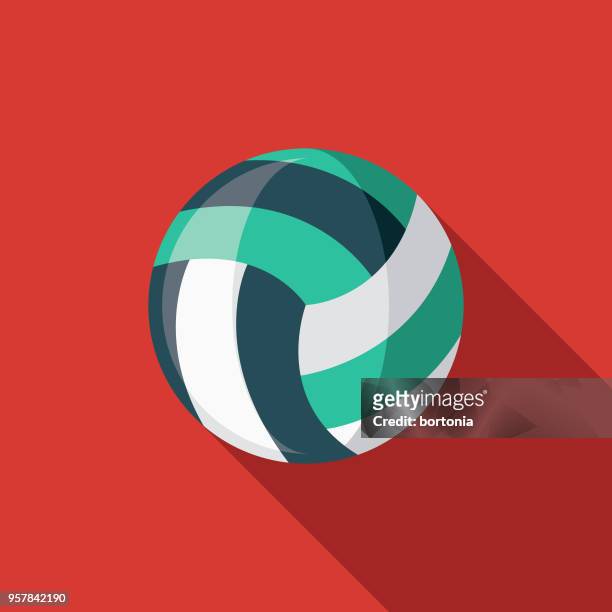 volleyball flat design sports icon with side shadow - volleyball ball stock illustrations