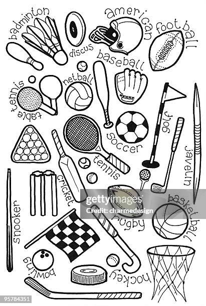 sport und kritzeleien - discus stock-grafiken, -clipart, -cartoons und -symbole