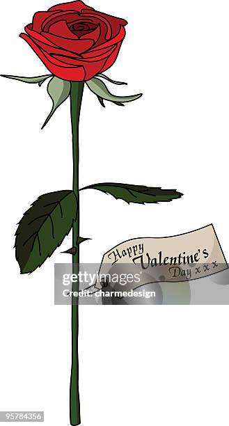 single red rose - single rose stock illustrations