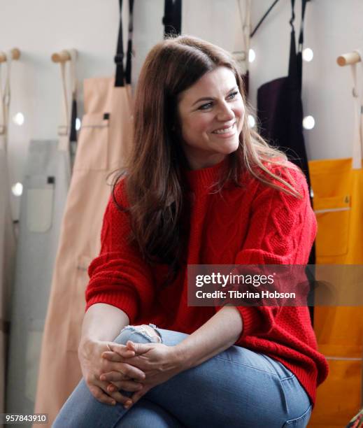 Tiffani Thiessen attends Forces In Food: An Interactive Culinary Conversation with Ellen Bennett at Hedley & Bennett Factory on May 12, 2018 in Los...