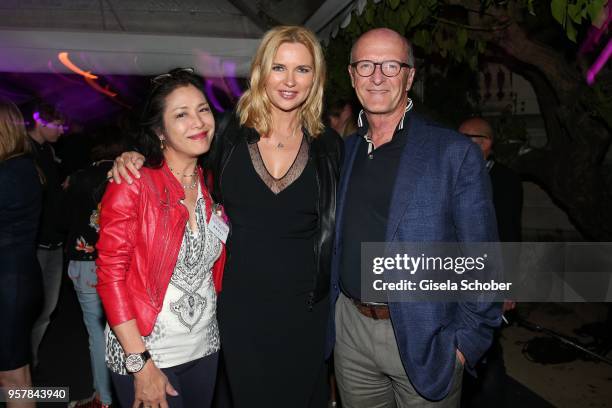 Ankie Lau and Veronica Ferres and Matthias Schwarz at the German Films Reception during the 71st annual Cannes Film Festival at Villa Rothschild on...