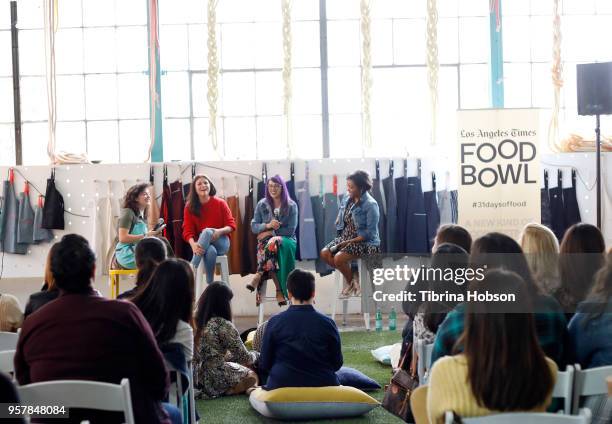 Ellen Bennett and Tiffani Thiessen, Claudette Zepeda-Wilkins and Nyesha Arrington attend Forces In Food: An Interactive Culinary Conversation with...