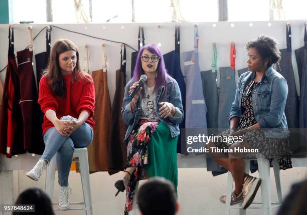 Tiffani Thiessen, Claudette Zepeda-Wilkins and Nyesha Arrington attend Forces In Food: An Interactive Culinary Conversation with Ellen Bennett at...