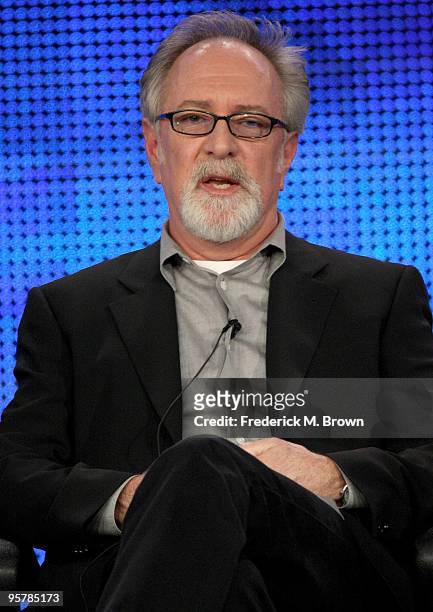 Executive producer Gary Goetzman of "The Pacific" speaks during the HBO portion of the 2010 Television Critics Association Press Tour at the Langham...