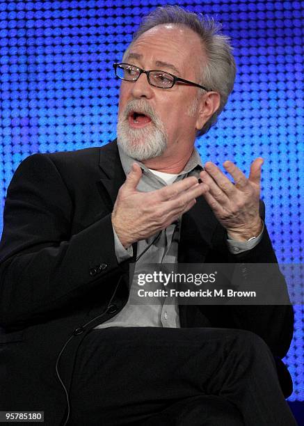 Executive producer Gary Goetzman of "The Pacific" speaks during the HBO portion of the 2010 Television Critics Association Press Tour at the Langham...