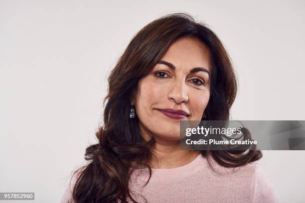 Close up portrait of woman in studio