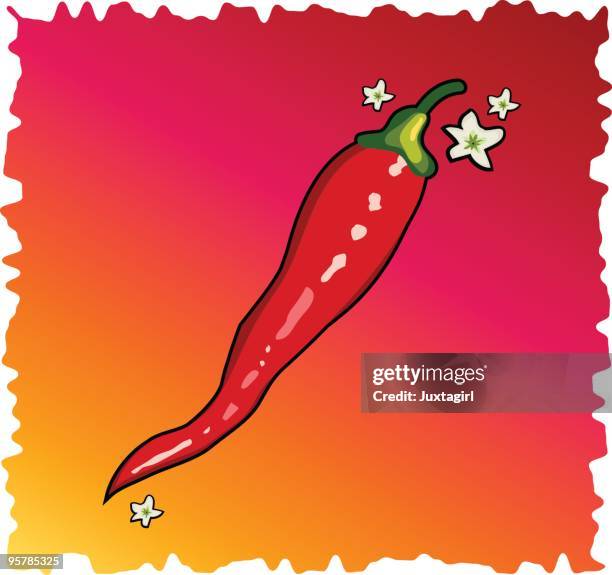 lone chili with blossoms - tex mex stock illustrations