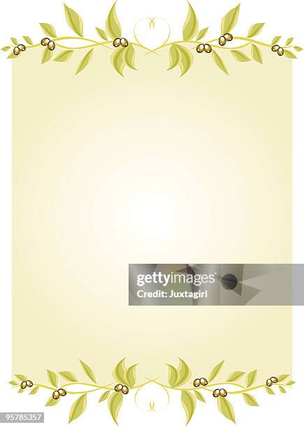 olive leaf scroll - translucent leaf stock illustrations