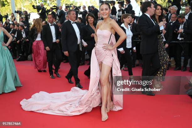 Janie Tienphosuwan attends the screening of "Girls Of The Sun " during the 71st annual Cannes Film Festival at Palais des Festivals on May 12, 2018...