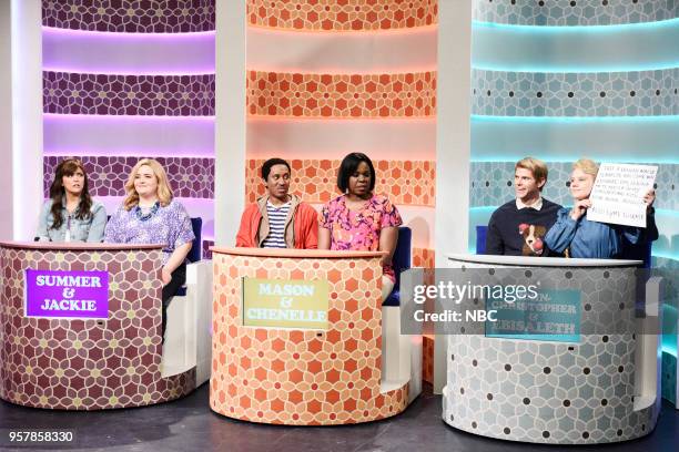 Amy Schumer" Episode 1745 -- Pictured: (l-r0 Cecily Strong as Summer, Aidy Bryant as Jackie, Chris Redd as Mason, Leslie Jones as Chenille, Mikey Day...